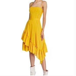 Derek Lam Yellow Asymmetrical Ruffled Sundress